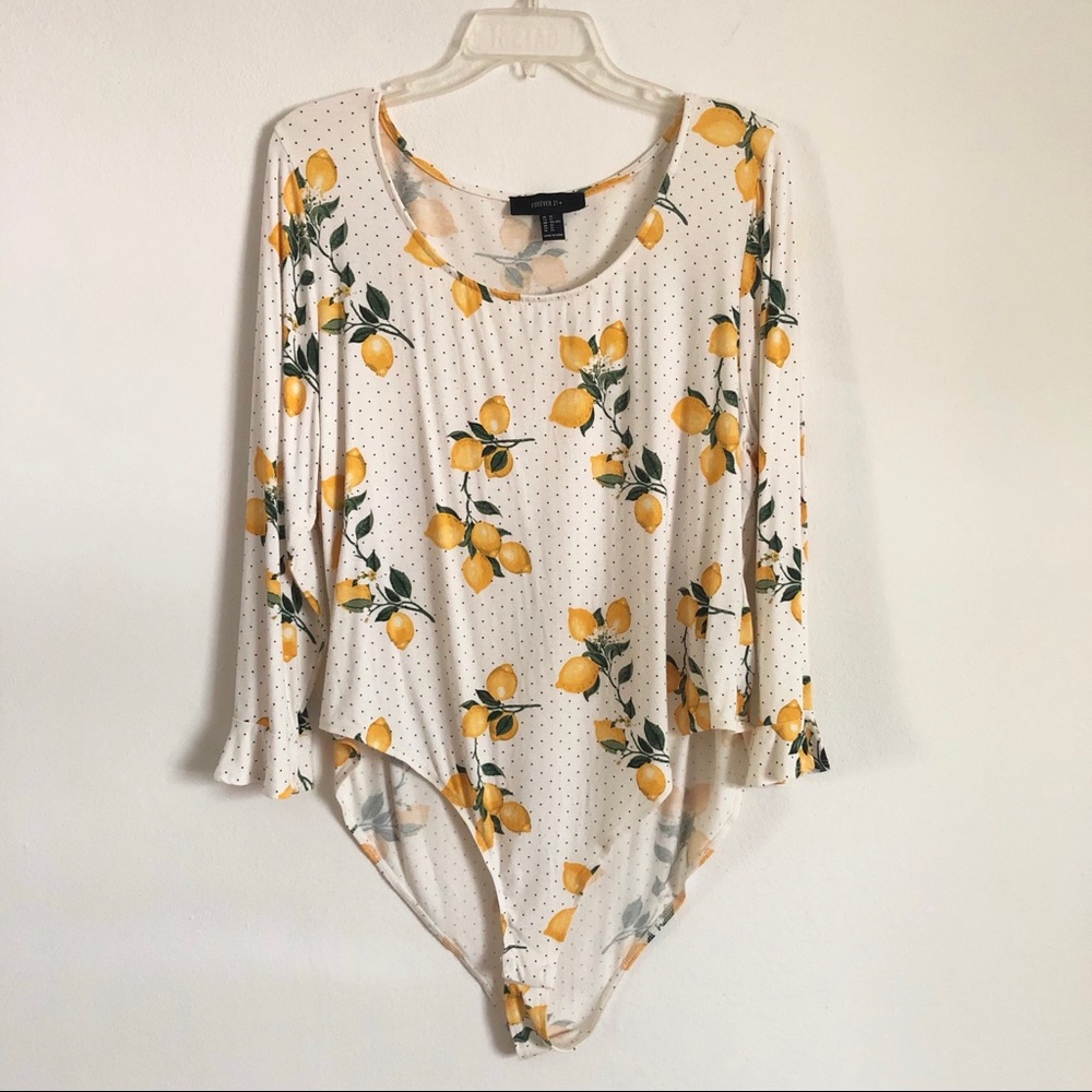 Forever 21 Lemon 🍋 & Dots Plus Size Bodysuit